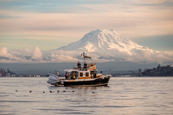 Ranger tug and Mt Rainier